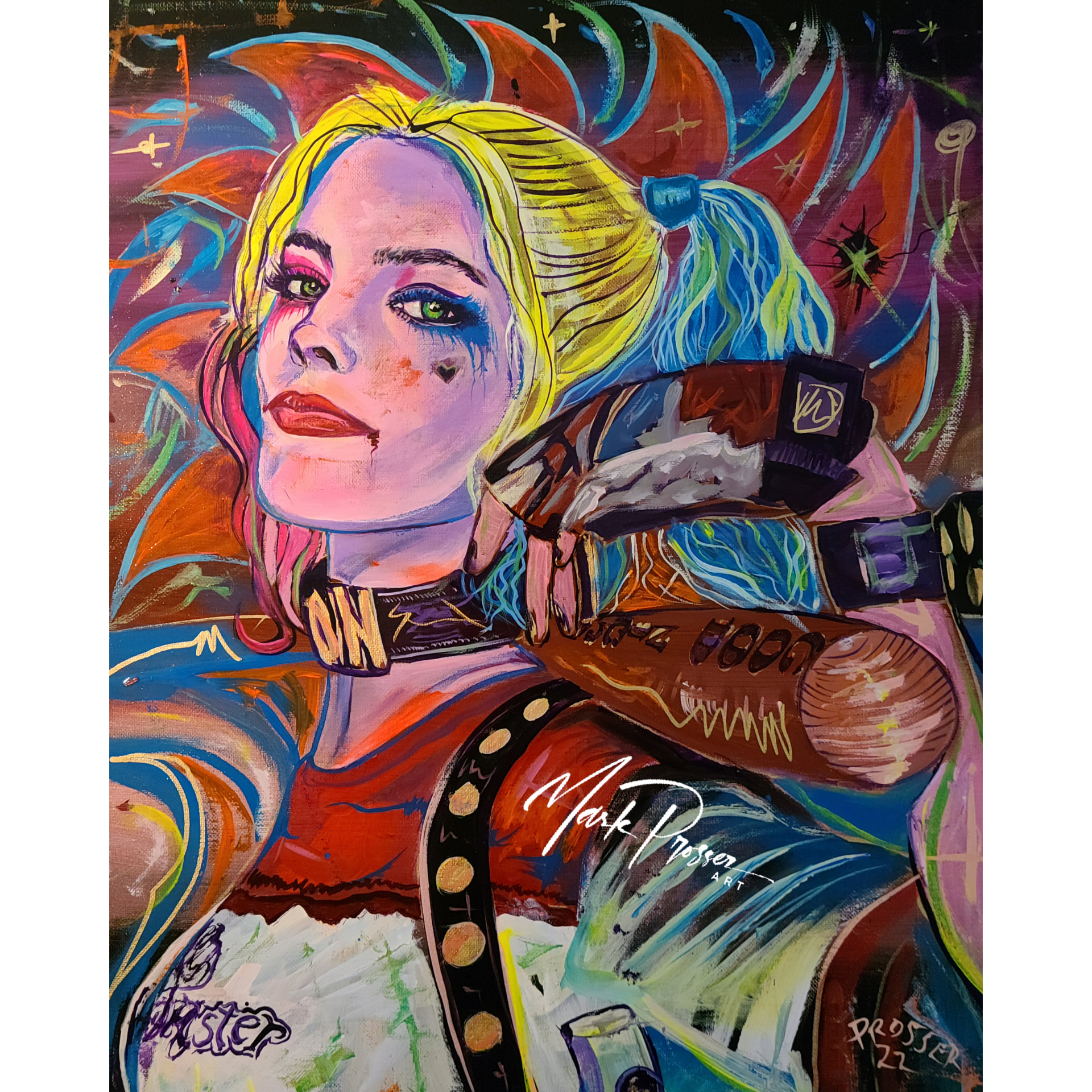 Blacklight Harley Quinn, Original Canvas Painting | ProsserArt